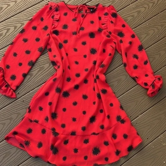 Who what wear red/black BoHo ruffle frilly dress - Picture 5 of 8